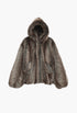 Emma Faux Fur Hooded Jacket - Brown Melange